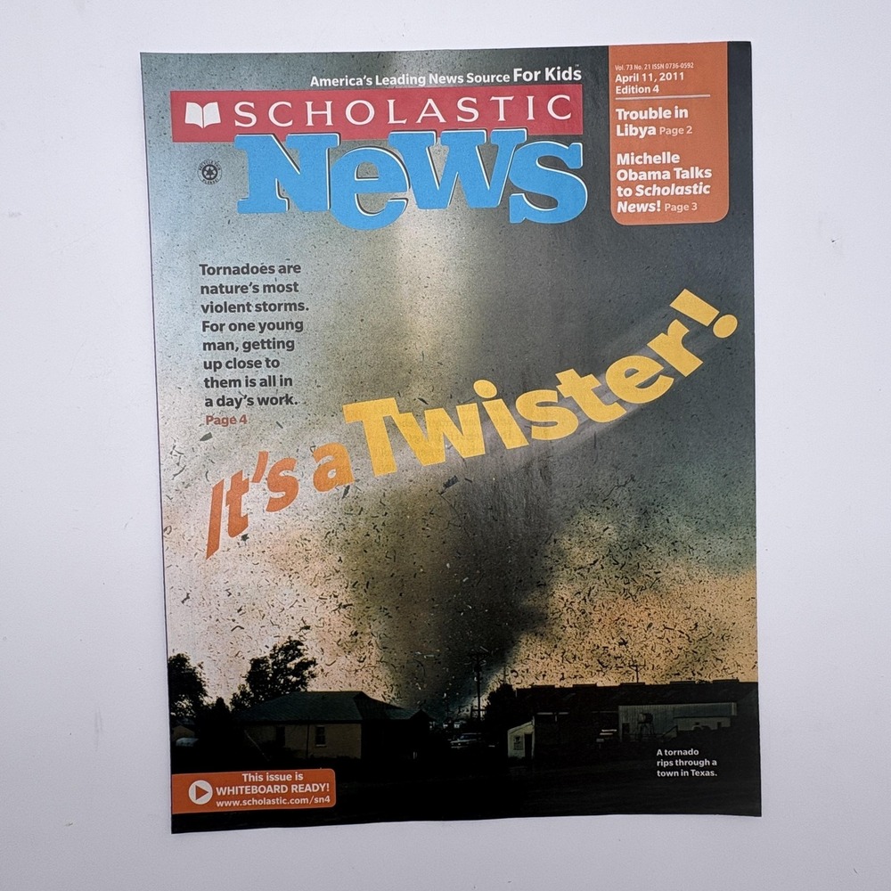 Scholastic News Magazine Lot 36 April 11 2011 It's A Twister Tornadoes USA Kids - Picture 2 of 3